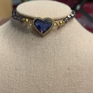 Halcyon Days Gold and Purple Heart Pendant Bracelet